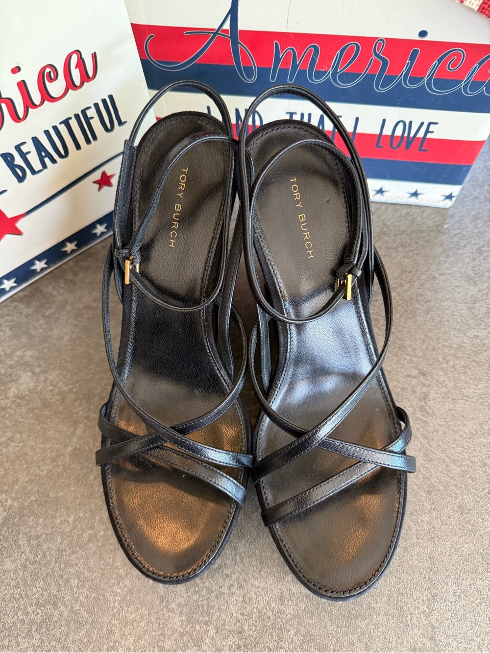 Tory Burch Patos Wedge Sandals in Black, sz. 7.5, BRAND NEW! - Picture 8 of 12